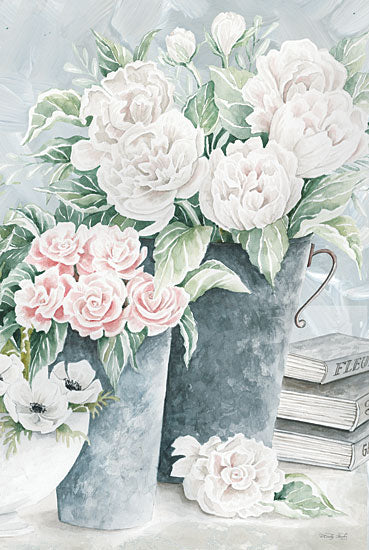 Cindy Jacobs CIN3000 - CIN3000 - Plentiful Blooms I - 12x18 Flowers, Spring Flowers, Bouquet, Botanical, Galvanized Pots, Gardening Books, Still Life, Neutral Palette, Shabby Chic from Penny Lane