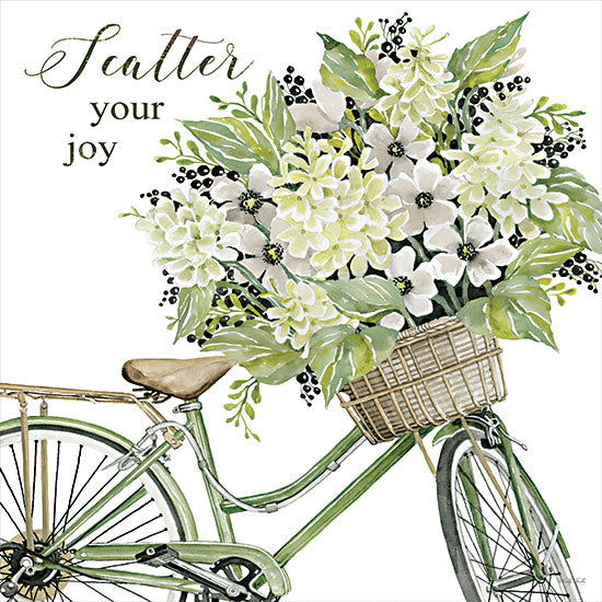 Cindy Jacobs CIN3029 - CIN3029 - Scatter Your Joy - 12x12 Scatter Your Joy, Bicycle, Bike, Flower Basket, Flowers, Spring, Springtime, Typography, Signs from Penny Lane