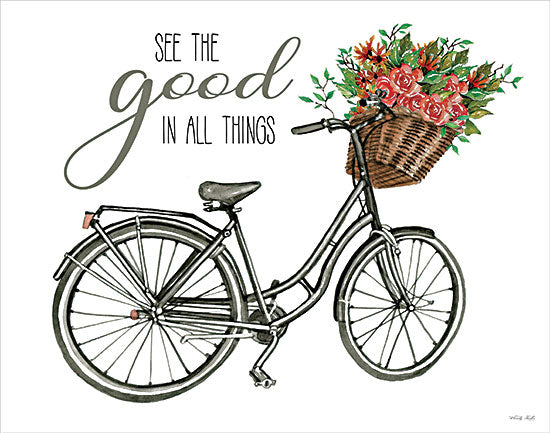 Cindy Jacobs CIN3031 - CIN3031 - See the Good in All Things - 16x12 See the Good in All Things, Bicycle, Bike, Flower Basket, Flowers, Spring, Springtime, Typography, Signs from Penny Lane