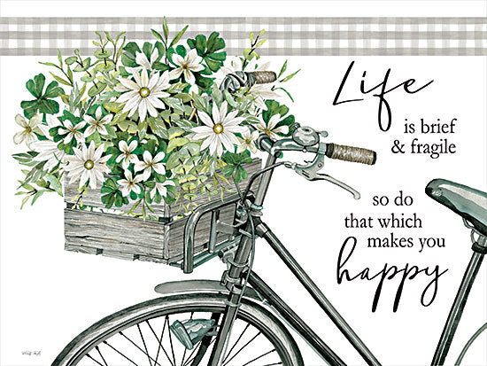 Cindy Jacobs CIN3033 - CIN3033 - Do That Which Makes You Happy - 16x12 Do That Which Makes You Happy, Bicycle, Bike, Flower Basket, Flowers, Spring, Springtime, Typography, Signs from Penny Lane