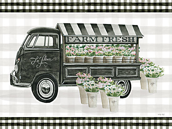 Cindy Jacobs CIN3035 - CIN3035 - Farm Fresh Flower Truck - 16x12 Flower Truck, Truck, Farm Fresh Flowers, Flowers, Pink & White Flowers, Plaid, Typography from Penny Lane