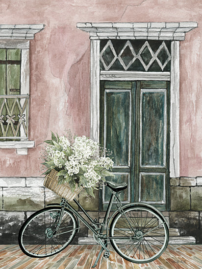 Cindy Jacobs CIN3042 - CIN3042 - City Life II - 12x16 Flowers, Pink Flowers, Front Door, House, Bike, Bicycle from Penny Lane