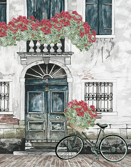 Cindy Jacobs CIN3043 - CIN3043 - City Life III - 12x16 Flowers, Red Flowers, Front Door, House, Bike, Bicycle from Penny Lane