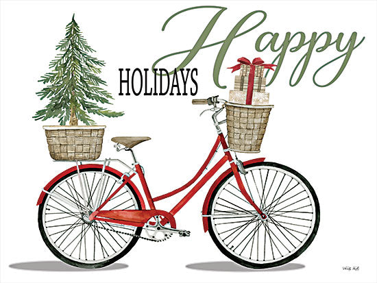 Cindy Jacobs CIN3062 - CIN3062 - Happy Holidays Bicycle - 16x12 Christmas, Holidays, Bicycle, Bike, Baskets, Christmas, Tree, Presents, Happy Holidays, Typography, Signs, Winter from Penny Lane