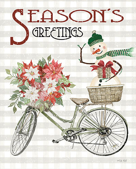 Cindy Jacobs CIN3075 - CIN3075 - Season's Greetings Bicycle - 12x16 Season's Greetings, Snowman, Bicycle, Bike, Flowers, Poinsettias, Christmas Flowers, Signs, Typography from Penny Lane