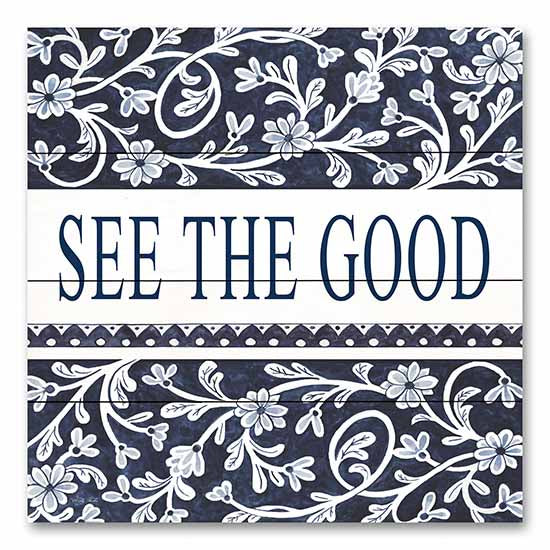 Cindy Jacobs CIN3086PAL - CIN3086PAL - See the Good - 12x12 See the Good, Flowers, Blue & White, Patterns, Typography, Signs from Penny Lane