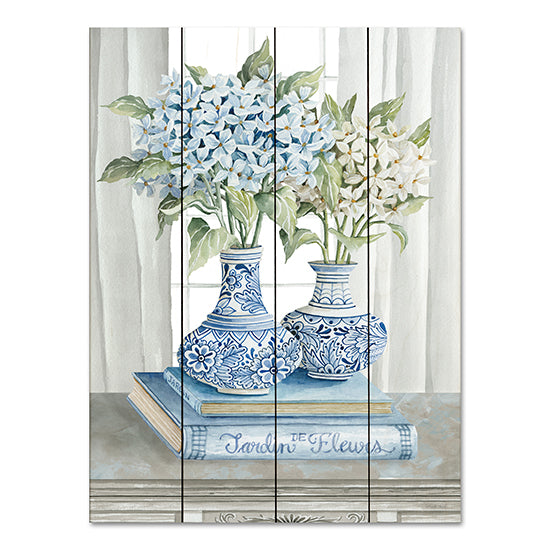 Cindy Jacobs CIN3100PAL - CIN3100PAL - Delft Blue Floral III - 12x16 Still Life, Flowers, Blue & White Flowers, Blue & White,  Shabby Chic, Vase, Books, Gardening Books from Penny Lane