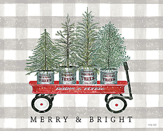 Cindy Jacobs CIN3102 - CIN3102 - Merry & Bright Tree Wagon - 16x12 Christmas, Holidays, Winter, Merry & Bright, Trees, Christmas Trees, Pine Trees, Wagon, Typography, Signs, Still Life, Plaid from Penny Lane