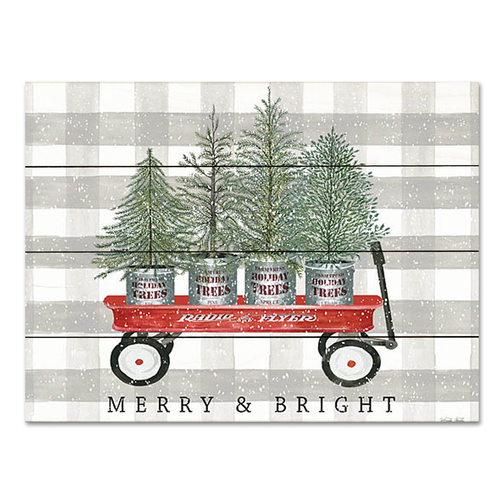 CIN3102PAL - Merry & Bright Tree Wagon - 16x12