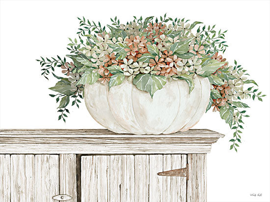 Cindy Jacobs CIN3108 - CIN3108 - Fall Floral Pumpkin (white) - 16x12 Flowers, Fall, Autumn, Greenery, Fall Flowers, Arrangement, Rustic from Penny Lane