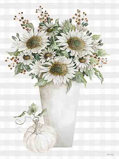 Cindy Jacobs CIN3116 - CIN3116 - Fall Sunflowers II - 12x16 Fall Flowers, Sunflowers, Pumpkins, White Pumpkins, White Sunflowers, Bouquet, Fall, Autumn from Penny Lane