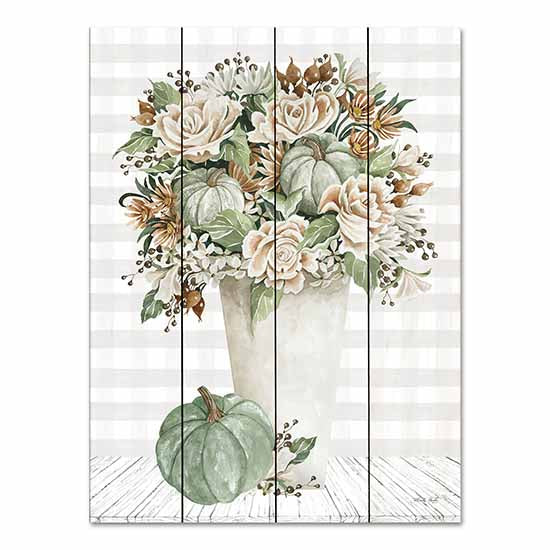 Cindy Jacobs CIN3119PAL - CIN3119PAL - Fall Floral with Pumpkins I - 12x16 Fall Flowers, Pumpkins, Green Pumpkins, Rustic, Bouquet, Fall, Autumn from Penny Lane