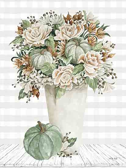 Cindy Jacobs CIN3119 - CIN3119 - Fall Floral with Pumpkins I - 12x16 Fall Flowers, Pumpkins, Green Pumpkins, Rustic, Bouquet, Fall, Autumn from Penny Lane