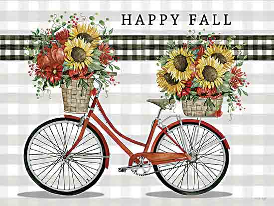 Cindy Jacobs CIN3127 - CIN3127 - Happy Fall Bicycle - 16x12 Happy Fall, Bicycle, Bike, Flowers, Sunflowers, Baskets, Fall, Autumn, Typography, Signs, from Penny Lane