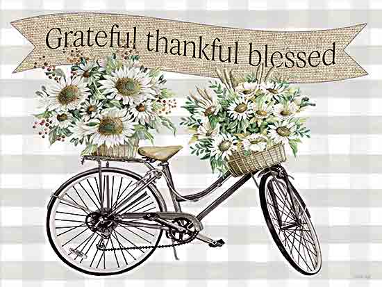 Cindy Jacobs CIN3133 - CIN3133 - Grateful, Thankful, Blessed Bicycle - 16x12 Grateful, Thankful, Blessed, Bicycle, Bike, Sunflowers, Flowers, Fall, Autumn, Typography, Signs from Penny Lane