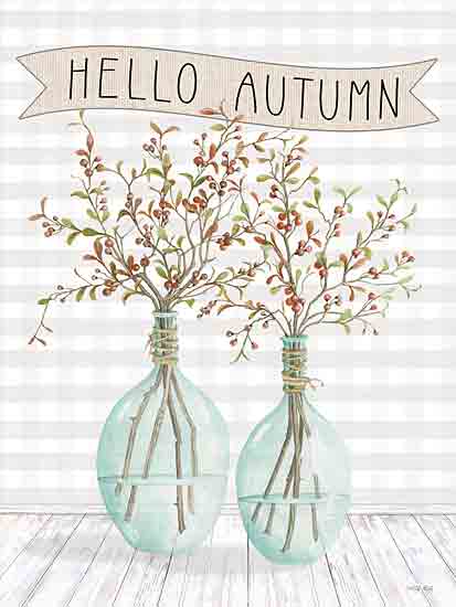 Cindy Jacobs CIN3134 - CIN3134 - Hello Autumn - 16x12 Hello Autumn, Fall, Autumn, Berries, Glass Vases, Still Life, Neutral Palette, Banner, Typography, Signs from Penny Lane