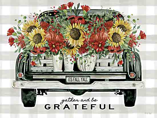 Cindy Jacobs CIN3140 - CIN3140 - Gather and Be Grateful - 16x12 Gather and Be Grateful, Flowers, Sunflowers, Truck, Truck Bed, Fall, Autumn, Typography, Signs from Penny Lane