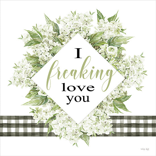 Cindy Jacobs CIN3168 - CIN3168 - I Freaking Love You - 12x12 I Freaking Love You, Flowers, Wreath, White Flowers, Plaid, Typography, Signs from Penny Lane