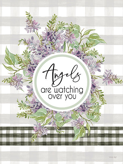 Cindy Jacobs CIN3170 - CIN3170 - Angels are Watching Over You - 12x16 Angels are Watching Over You, Flowers, Purple Flowers, Wreath, Plaid, Typography, Signs from Penny Lane