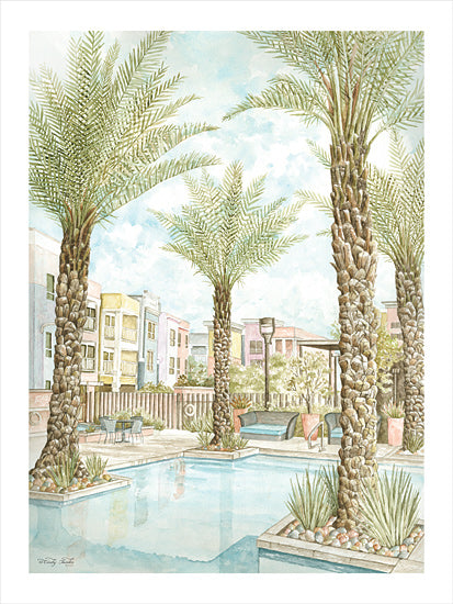 Cindy Jacobs CIN3184 - CIN3184 - Pool and Palms - 12x16 Palm Trees, Swimming Pool, Tropical, Summer, Leisure, Watercolor from Penny Lane