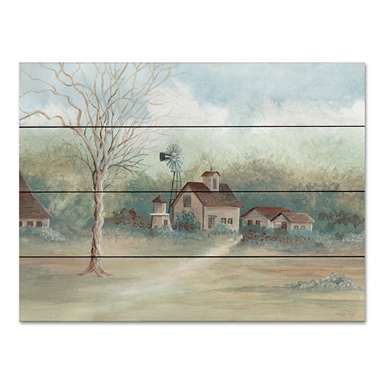 Cindy Jacobs CIN3199PAL - CIN3199PAL - Barns in the Distance - 16x12 Barns, Farm, Landscape, Windmill, Neutral Palette, Earth Tones, Traditional from Penny Lane