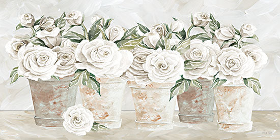 Cindy Jacobs CIN3225 - CIN3225 - Potted Roses - 18x9 Potted Roses, Flowers, White Roses, Roses, Clay Pots, Shabby Chic, Neutral Palette from Penny Lane