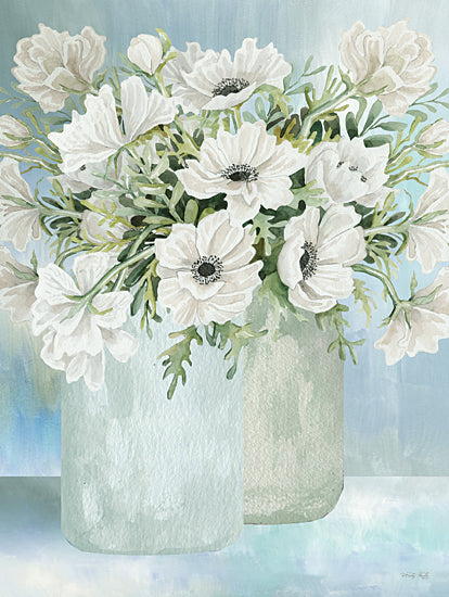 Cindy Jacobs CIN3290 - CIN3290 - White Blooms III - 12x16 Still Life, Flowers, White Flowers, Bouquet, Crocks, Cottage/Country, Green, Blue from Penny Lane