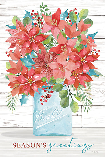 Cindy Jacobs CIN3324 - CIN3324 - Season's Greetings Flowers - 12x18 Christmas, Holidays, Poinsettias, Flowers, Christmas Flowers, Ball Jar, Country, Seasons's Greetings, Signs from Penny Lane