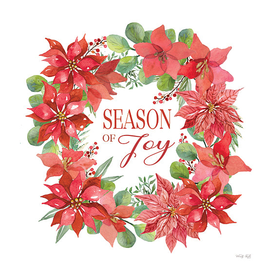 Cindy Jacobs CIN3329 - CIN3329 - Season of Joy Wreath - 12x12 Christmas, Holidays, Season of Joy, Wreath, Flowers, Christmas Flowers, Poinsettias, Greenery, Signs, Typography from Penny Lane