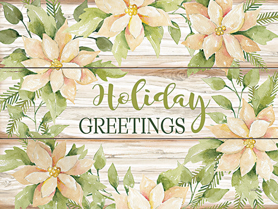 Cindy Jacobs CIN3332 - CIN3332 - Holiday Greetings - 16x12 Holiday Greetings, Christmas, Holidays, Pink Poinsettias, Christmas Flowers, Signs, Typography from Penny Lane