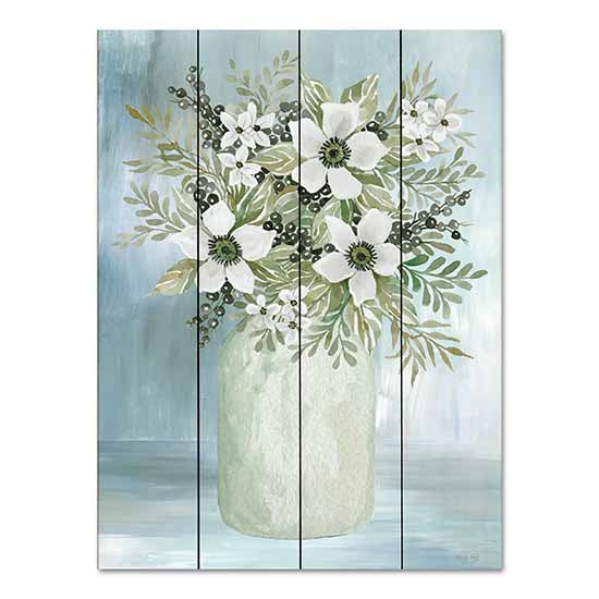 Cindy Jacobs CIN3354PAL - CIN3354PAL - White Blooms I   - 12x16 Flowers, White Flowers, Crock, Greenery, Berries, Country, Bouquet, Botanical from Penny Lane