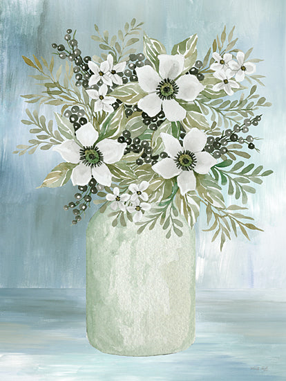 Cindy Jacobs CIN3354 - CIN3354 - White Blooms I   - 12x16 Flowers, White Flowers, Crock, Greenery, Berries, Country, Bouquet, Botanical from Penny Lane