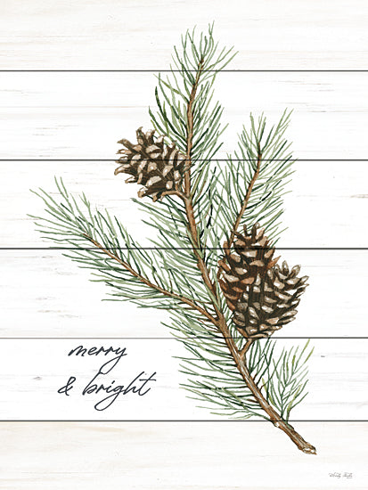 Cindy Jacobs CIN3470 - CIN3470 - Merry & Bright Pine Cones - 12x16 Christmas, Holidays, Pine Cones, Pine Sprig, Nature, Merry & Bright, Typography, Signs, Winter from Penny Lane