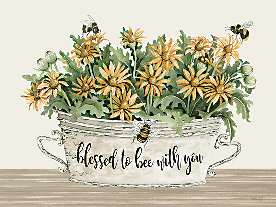 Cindy Jacobs CIN3499 - CIN3499 - Blessed to Be With You Flowers - 16x12 Blessed to Be With You, Galvanized Pail, Flowers, Bees, Still Life from Penny Lane