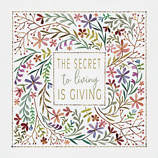 Cindy Jacobs CIN3501 - CIN3501 - The Secret to Living is Giving - 12x12 The Secret to Living is Giving, Flowers, Leaves, Greenery, Motivational, Folk Art, Signs, Typography from Penny Lane