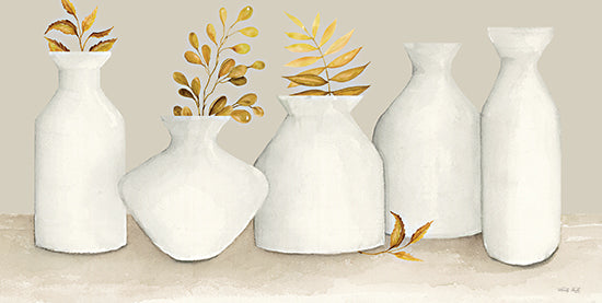 Cindy Jacobs CIN3530 - CIN3530 - Autumn Still Life II - 18x9 Autumn Still Life, Fall, Autumn, Leaves, Ivory Jars, Still Life, Neutral Palette from Penny Lane