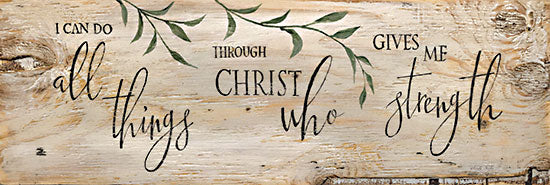 Cindy Jacobs CIN3569 - CIN3569 - I Can Do All Things - 36x12 Religious, I Can Do All Things Through Christ, Bible Verse, Philippians, Typography, Signs, Greenery, Wood Background from Penny Lane