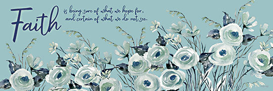 Cindy Jacobs CIN3570 - CIN3570 - Faith Is… - 18x6 Religious, Faith, Faith is Being Sure of What We Hope For, Typography, Signs, Flowers, Blue Flowers, Textual Art, Cottage/Country from Penny Lane
