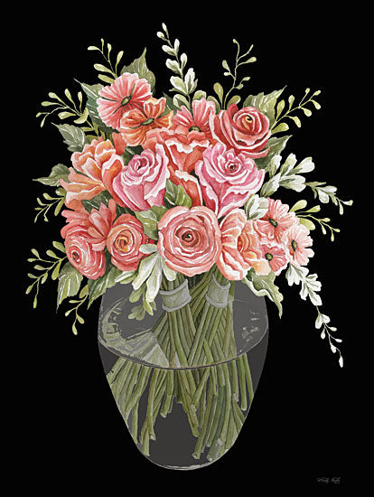 Cindy Jacobs CIN3573 - CIN3573 - Flowers for You - 12x16 Flowers, Pink Flowers, Spring, Spring Flowers, Greenery, Vase, Bouquet, Black Background from Penny Lane