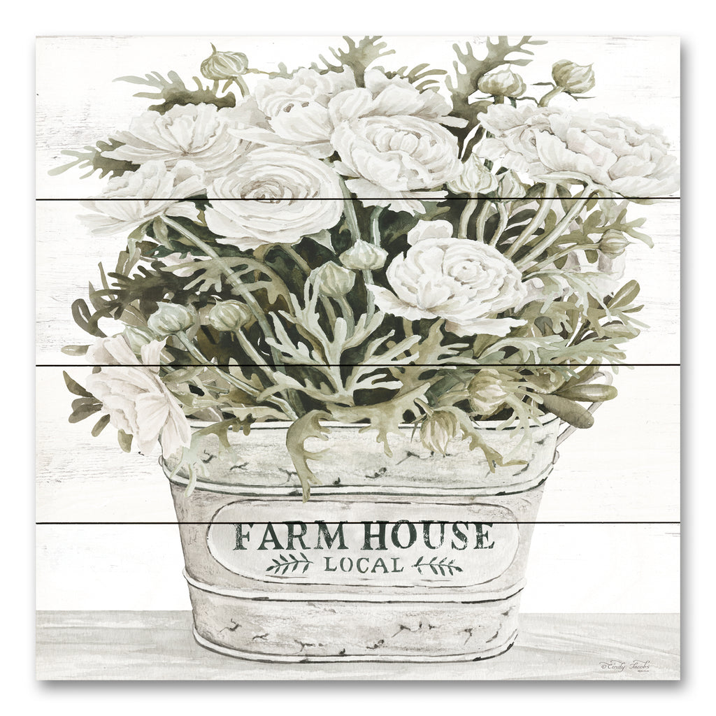 Cindy Jacobs CIN3590PAL - CIN3590PAL - Farm House Flowers - 12x12 Flowers, Greenery, Galvanized Pail, Cottage/Country, Spring, Farmhouse Local, Typography, Signs from Penny Lane