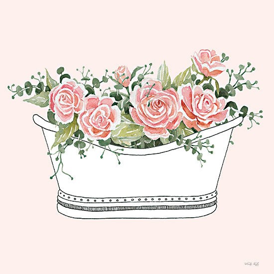 Cindy Jacobs CIN3612 - CIN3612 - Pink Floral Bath Tub II - 12x12 Bath, Bathtub, Flowers, Pink Flowers, Whimsical, Vintage, Spring, Spring Flowers from Penny Lane