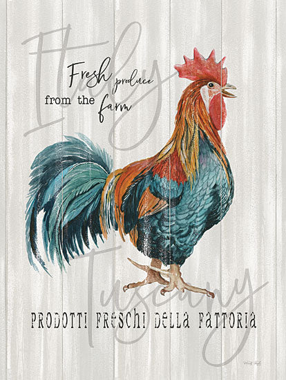 Cindy Jacobs CIN3658 - CIN3658 - Fresh Produce Rooster - 12x16 Kitchen, Italy, Tuscany, Rooster, Fresh Produce from the Farm, Typography, Signs, Textual Art, French, World Culture, Global Inspired from Penny Lane