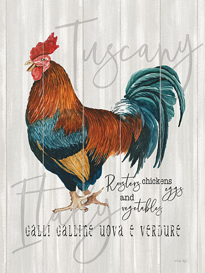 Cindy Jacobs CIN3659 - CIN3659 - Eggs & Vegetables Rooster - 12x16 Kitchen, Italy, Tuscany, Rooster, Roosters, Chickens, Eggs and Vegetables, Typography, Signs, Textual Art, French, World Culture, Global Inspired from Penny Lane