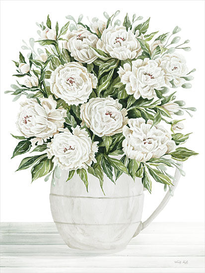 Cindy Jacobs CIN3669 - CIN3669 - Peonies on White I - 12x16 Flowers, Bouquet, Peonies, White Peonies, Pitcher, Cottage/Country, Spring from Penny Lane