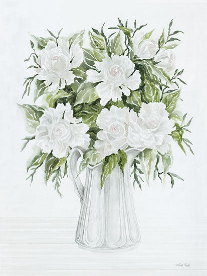 Cindy Jacobs CIN3682 - CIN3682 - Pitcher of Peonies - 12x16 Flowers, Bouquet, Peonies, White Peonies, Pitcher, Cottage/Country, Spring from Penny Lane