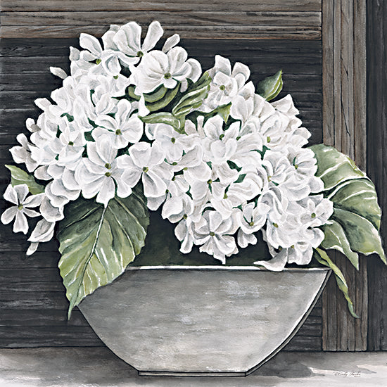 Cindy Jacobs CIN3688 - CIN3688 - Hydrangea Pot - 12x12 Flowers, White Flowers, Hydrangeas, Potted Hydrangeas, Dark Background, Spring, Spring Flowers, Farmhouse/Country from Penny Lane