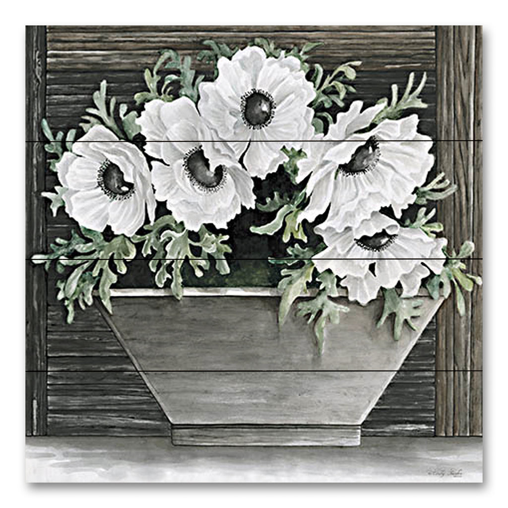 Cindy Jacobs CIN3689PAL - CIN3689PAL - Poppies Planter - 12x12 Flowers, White Flowers, Poppies, Potted Poppies, Dark Background, Spring, Spring Flowers, Farmhouse/Country from Penny Lane