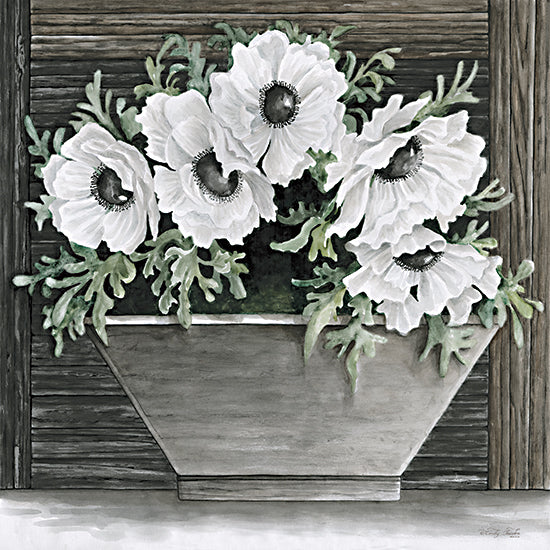 Cindy Jacobs CIN3689 - CIN3689 - Poppies Planter - 12x12 Flowers, White Flowers, Poppies, Potted Poppies, Dark Background, Spring, Spring Flowers, Farmhouse/Country from Penny Lane