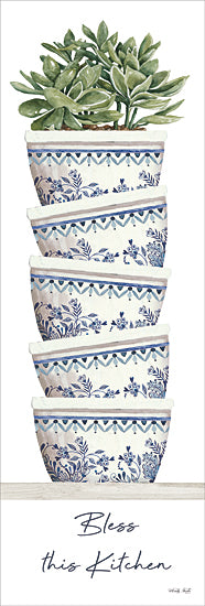 Cindy Jacobs CIN3865 - CIN3865 - Bless This Kitchen - 6x18 Kitchen, Bless This Kitchen, Typography, Signs, Textual Art, Blue and White China, Patterns, Bowls, Greenery, French Country from Penny Lane