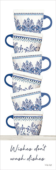 Cindy Jacobs CIN3866 - CIN3866 - Wishes Don't Do Dishes - 6x18 Kitchen, Wishes Don't Wash Dishes, Typography, Signs, Textual Art, Blue and White China, Patterns, Coffee Cups, Humor, French Country from Penny Lane